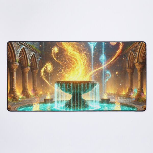 Item preview, Enchanted Elemental Fountain with Glowing Fire and Water designed and sold by TeslaSt0re.