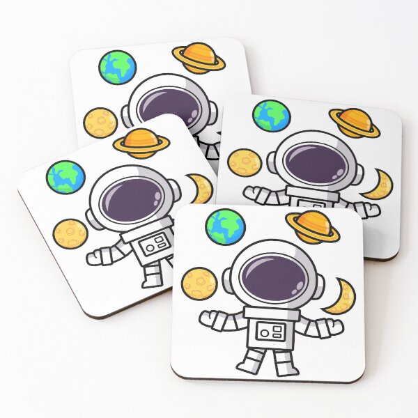 Item preview, Cute astronauts cartoon wearing spacesuit Holding the world and planets balloon designed and sold by NoeySmiley55.