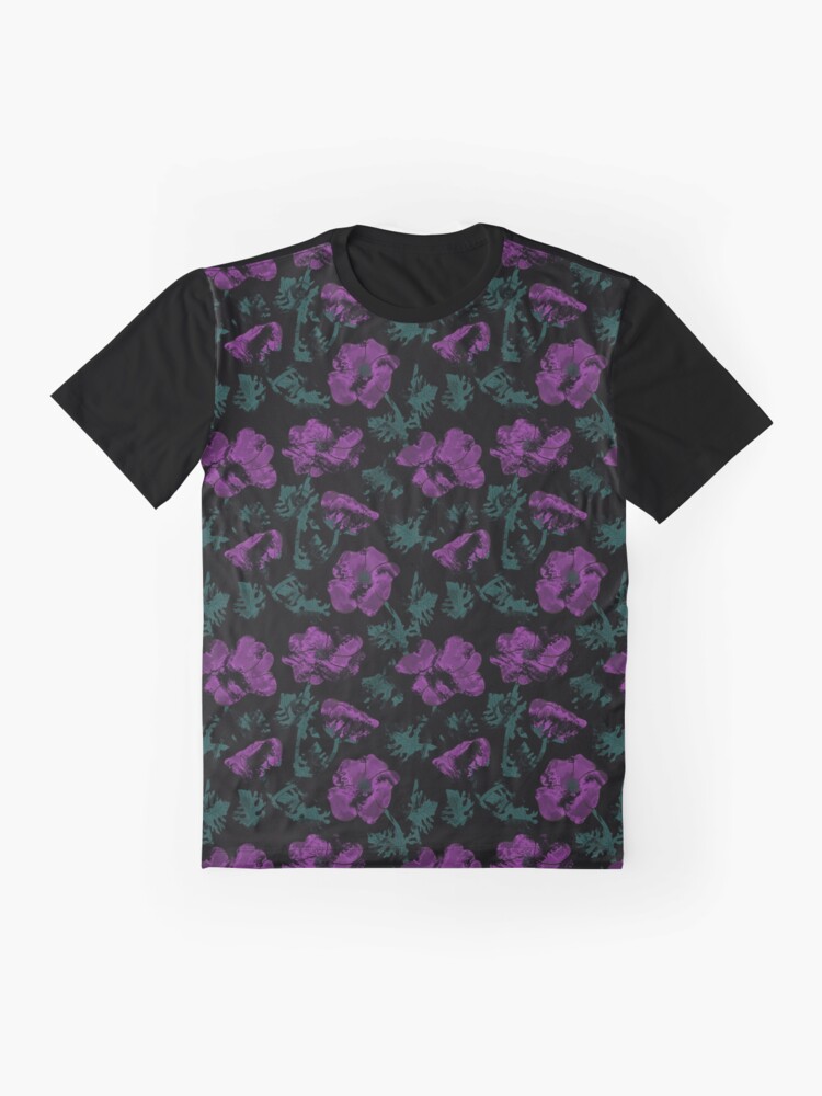 Purple flowers on black background | Graphic T-Shirt