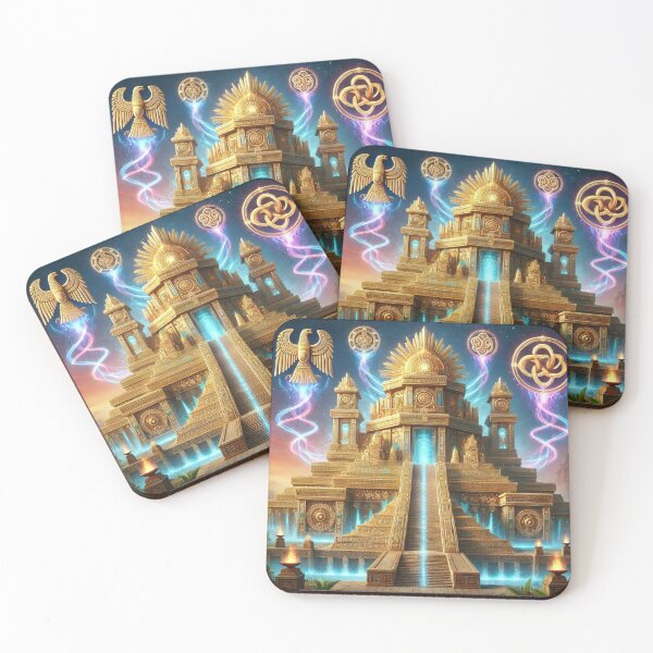 Item preview, Golden Temple of Light with Mystical Symbols designed and sold by TeslaSt0re.