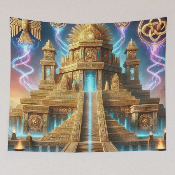Item preview, Golden Temple of Light with Mystical Symbols designed and sold by TeslaSt0re.