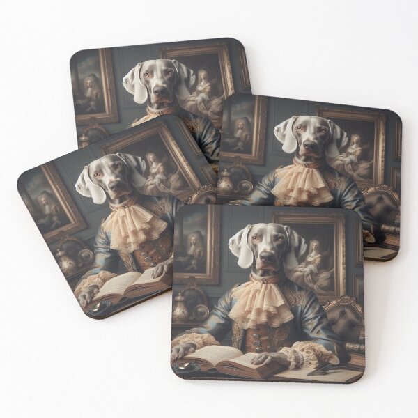 Item preview, Aristocratic Weimaraner Art - Elegant Noble Dog Reading Portrait  designed and sold by WeimTrails.