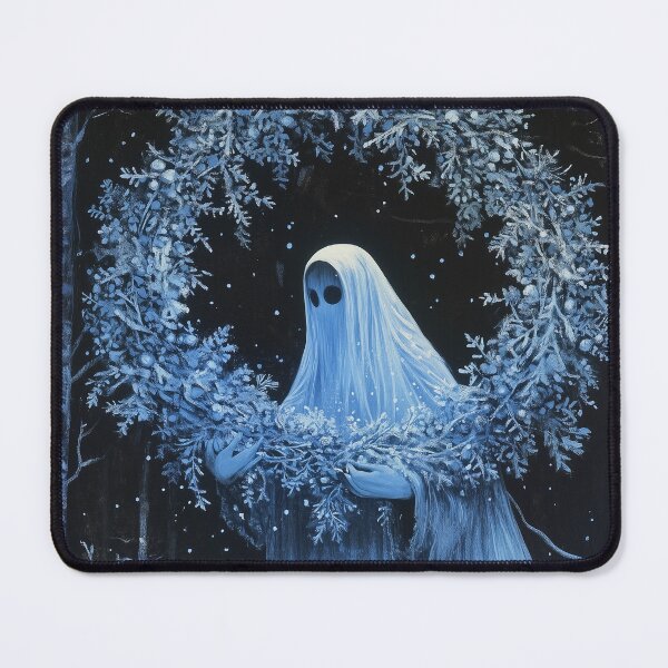 Item preview, Ethereal Ghost in a Frosted Forest holding a Christma Wreath designed and sold by LonesomeKnight.