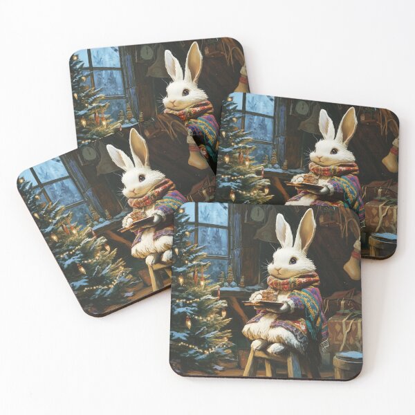 Item preview, Cozy Christmas Bunny by the Christmas Tree designed and sold by LonesomeKnight.