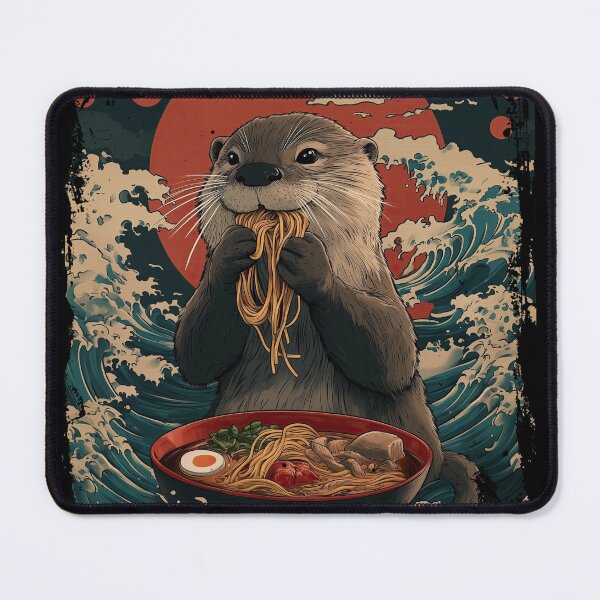 Item preview, Otter eating ramen - Japanese vintage paint designed and sold by Gaviani Design Studio.