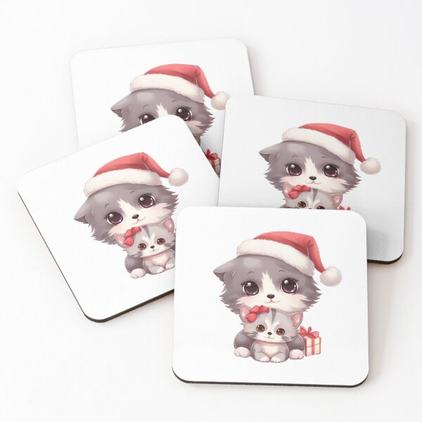 Item preview, Christmas Kitty with Kitten and Christmas Present designed and sold by The Art of Kkatarynka.