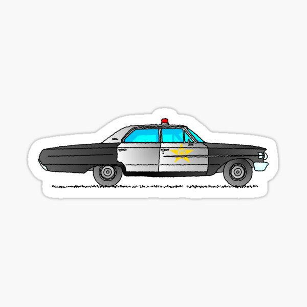 Classic American Police Squad Car Cartoon Design Sticker