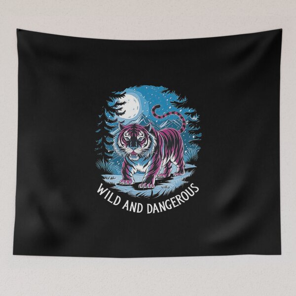 Item preview, Fierce Tiger in Snowy Moonlit Forest - Wild and Dangerous Nature Design designed and sold by love3617.
