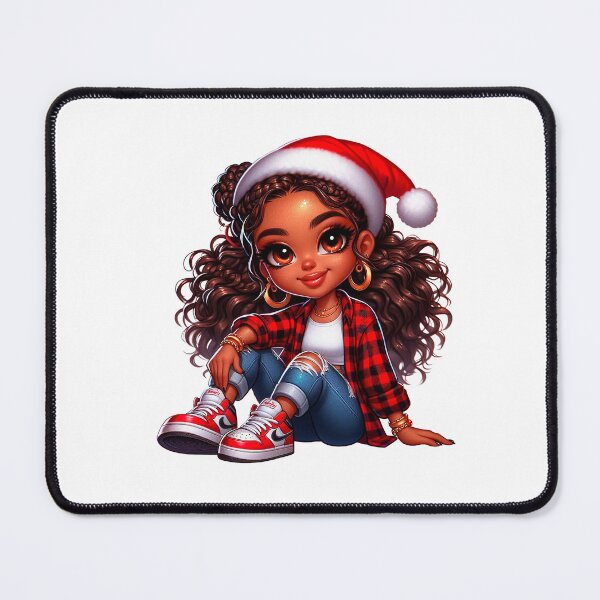 Item preview, Christmas Afro Chibi Girl, Christmas Black Chibi, Santa Chibi Design, Winter Black Girl, Xmas Chibi, Girl with Santa Hat. designed and sold by gabrielakrall.