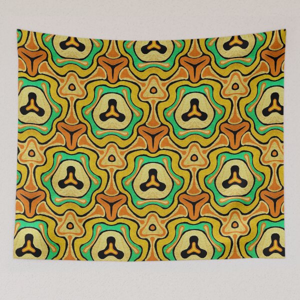 Item preview, Hand drawn repeat pattern. Orange, green, gold effect. designed and sold by Shoot-The-Moon.