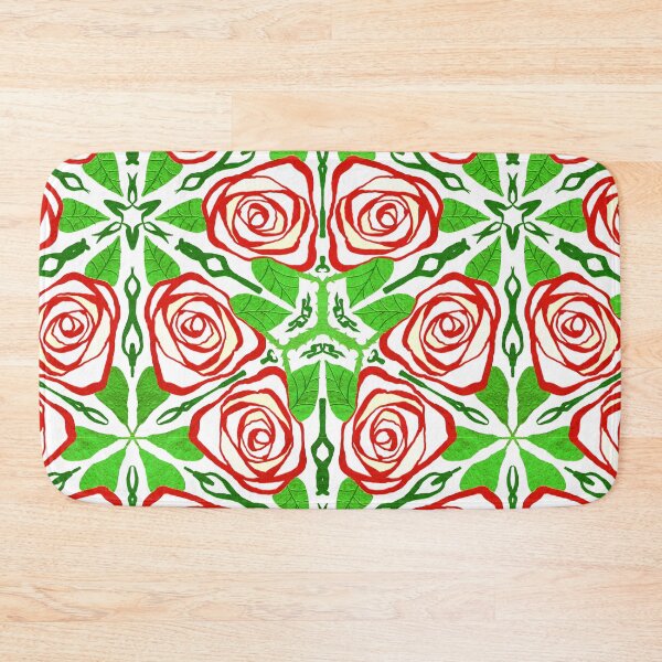 Item preview, Rose Floral Repeat Pattern. Green and red design. designed and sold by Shoot-The-Moon.