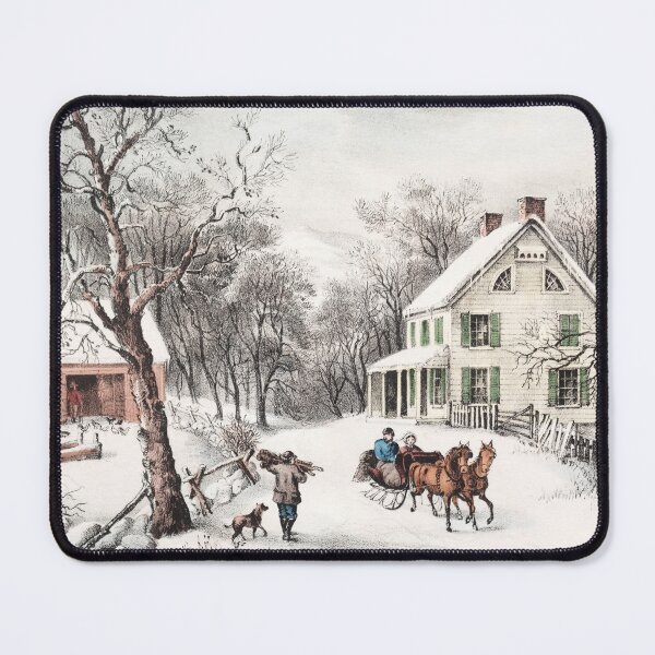 Item preview, American Homestead Winter, Winter Romanticism Decor, Currier and Ives Retro Art Poster designed and sold by Artistic Gift Print.