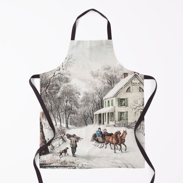 Item preview, American Homestead Winter, Winter Romanticism Decor, Currier and Ives Retro Art Poster designed and sold by Artistic Gift Print.