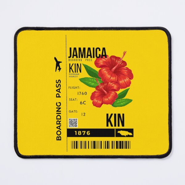 Item preview, Jamaica Boarding Pass Hibiscus Stylized designed and sold by InkWhirl.