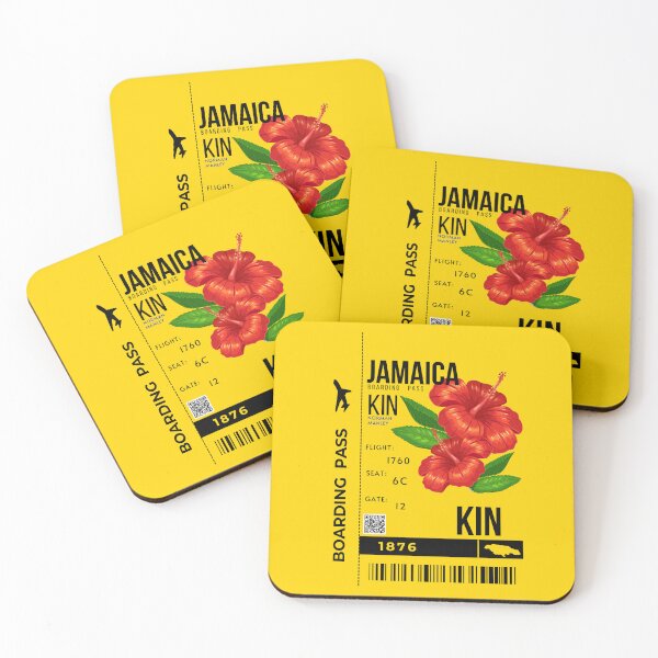 Item preview, Jamaica Boarding Pass Hibiscus Stylized designed and sold by InkWhirl.