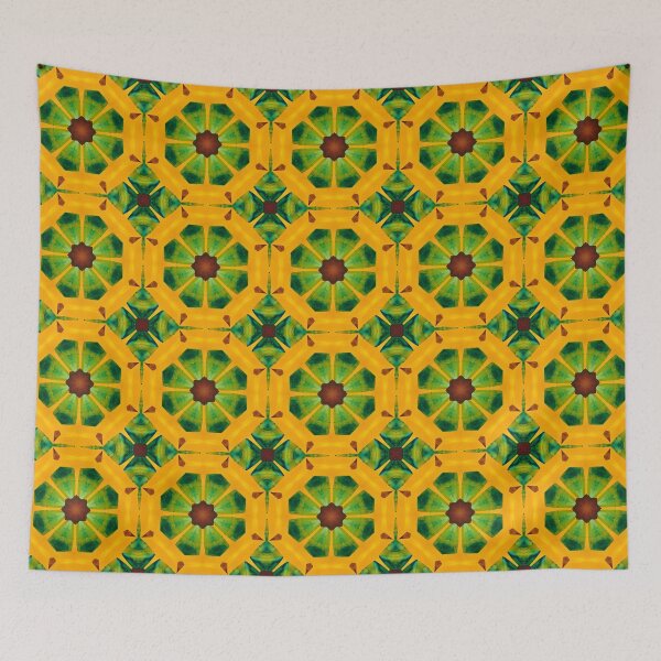 Item preview,  Radiant Gem Mandala - with hues of emerald green and golden amber designed and sold by Zilpa’s Prints.