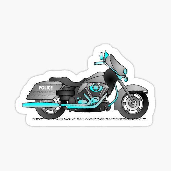 American Police Motorbike Cartoon Design Sticker