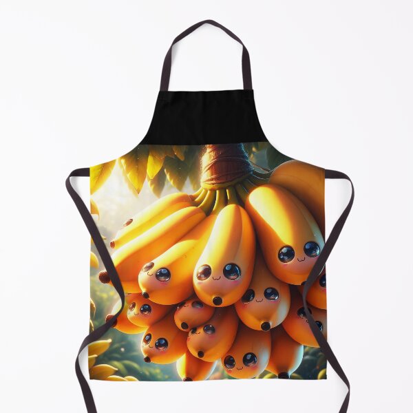 Item preview, kawaii bunch of bananas with face hanging from tree in natural habitat  designed and sold by EmeraldeaArt.