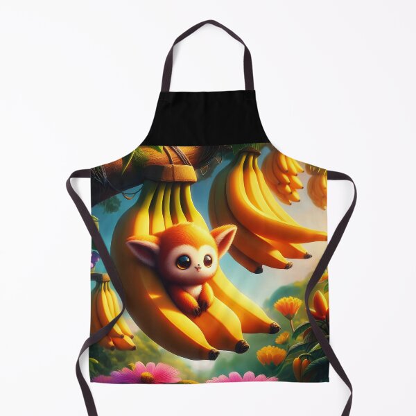 Item preview, Little monkey sitting on bunch of yellow bananas hanging from tree natural habitat digitalart designed and sold by EmeraldeaArt.