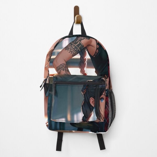 Item preview, Beautiful dark haired Tattooed Anime Manga Girl in sleeveless top designed and sold by Vintage Designs +.