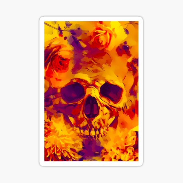 Skull And Roses Sticker By Hypnotzd Redbubble