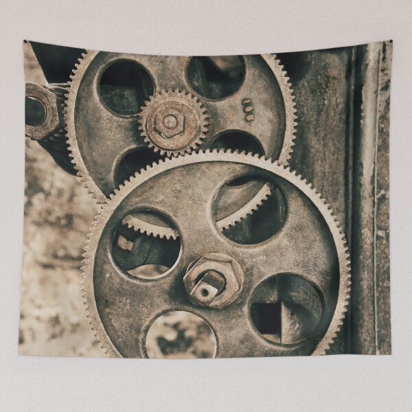 Item preview, Vintage Train Factory Gears - Industrial Patina Wall Art Print designed and sold by FraireDesign.