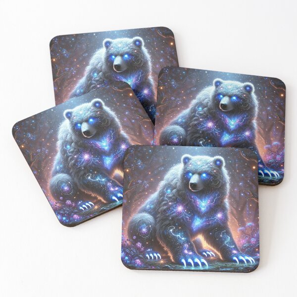 Item preview, Cosmic Bear with Glowing Constellations in a Mystical Forest designed and sold by RealmBeastsAI.