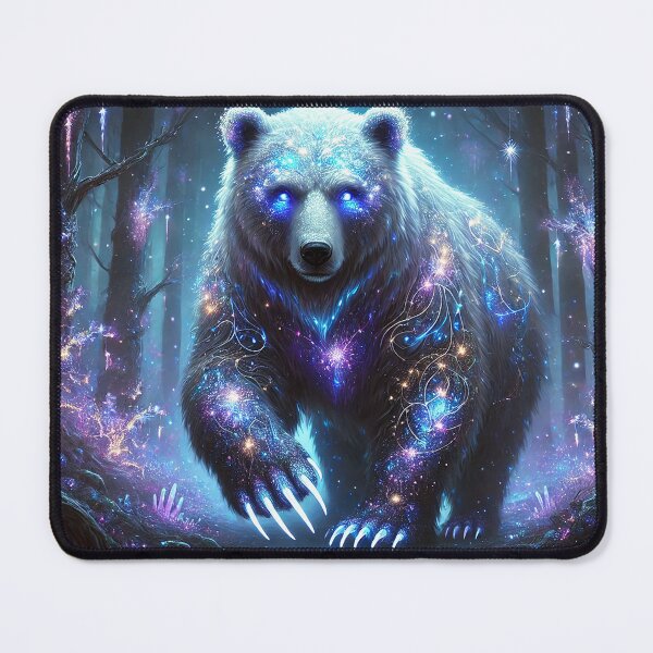 Item preview, Cosmic Bear with Glowing Constellations in a Mystical Forest designed and sold by RealmBeastsAI.