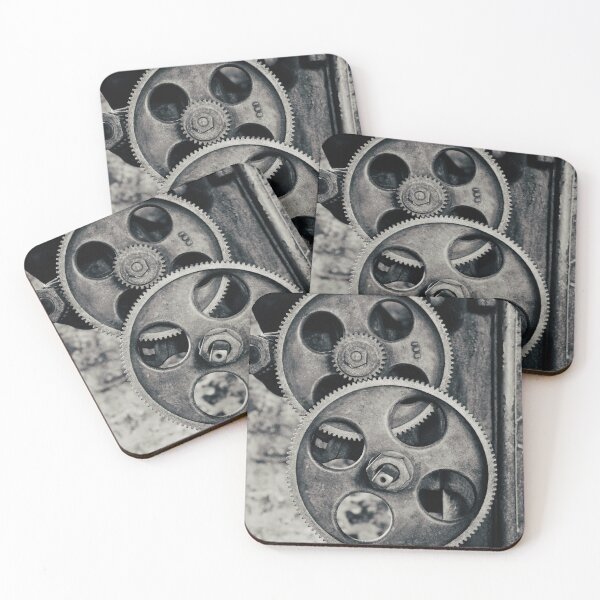 Item preview, Train Factory Gears - Black and White Industrial Wall Art Print designed and sold by FraireDesign.