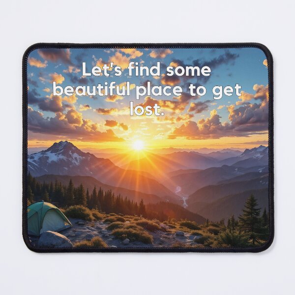 Item preview, A dramatic 3D background illustrating a sunset over a mountain campsite, perfect for travel and adventure-themed projects. designed and sold by AlwaysHome.