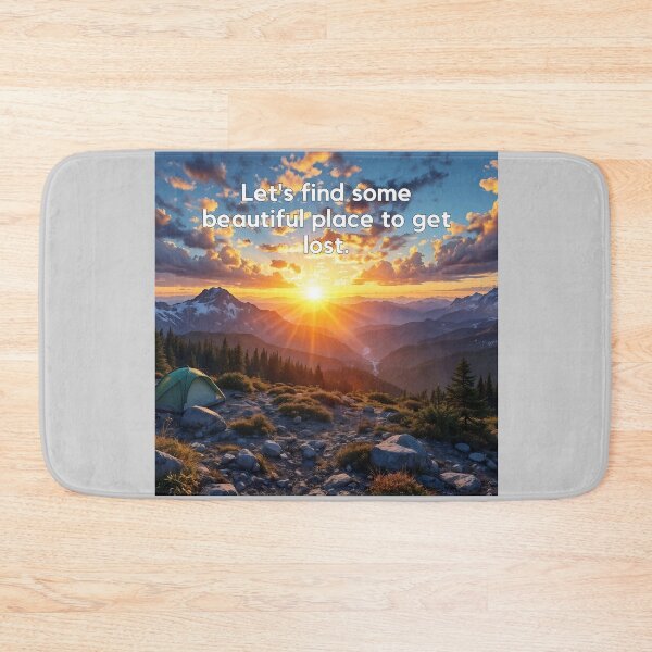 Item preview, A dramatic 3D background illustrating a sunset over a mountain campsite, perfect for travel and adventure-themed projects. designed and sold by AlwaysHome.