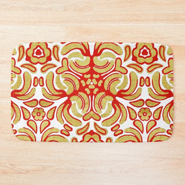 Item preview, Hand drawn repeat pattern. Gold red organic design. designed and sold by Shoot-The-Moon.