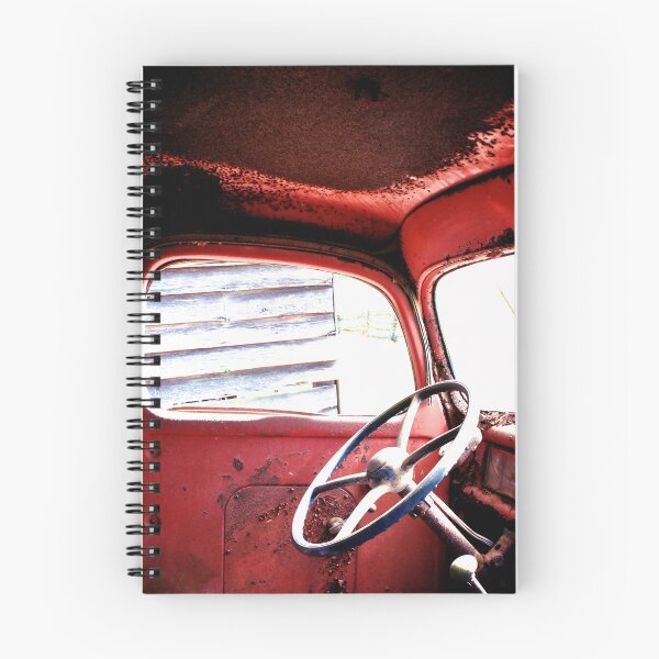 Artikelvorschau, Mission Control – Im Inneren eines roten rostigen Trucks, Vintage-Wandkunstdruck entworfen und verkauft von FraireDesign.