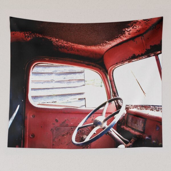 Item preview, Mission Control - Inside a Red Rusty Truck Vintage Wall Art Print designed and sold by FraireDesign.