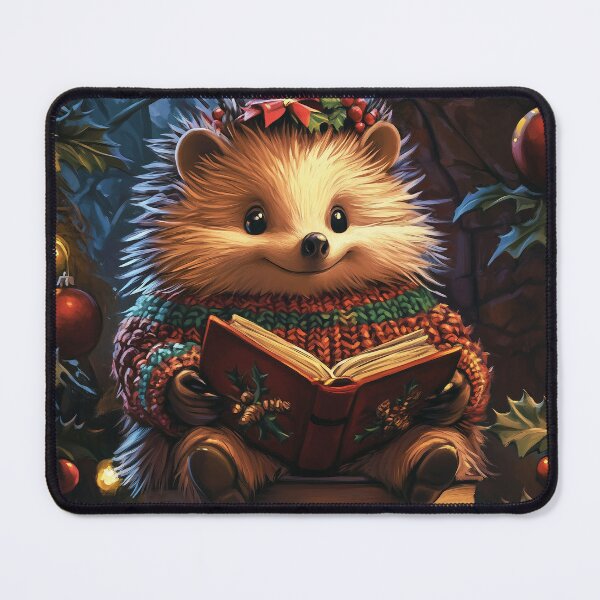 Item preview, Christmas Hedgehog Reading a Holiday Story designed and sold by LonesomeKnight.