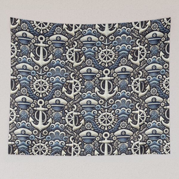 Item preview, A nautical pattern with anchors waves and sailor2 designed and sold by Donlaporn.