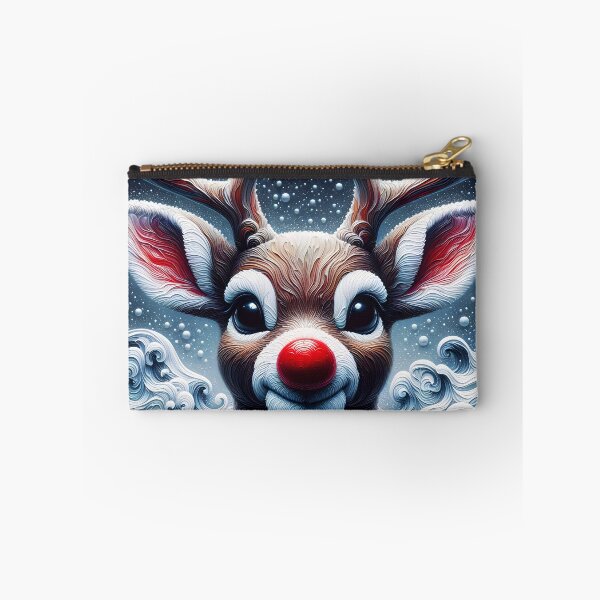 Item preview, Rudolph reindeer of Santa with red nose textured portrait painting designed and sold by EmeraldeaDesign.