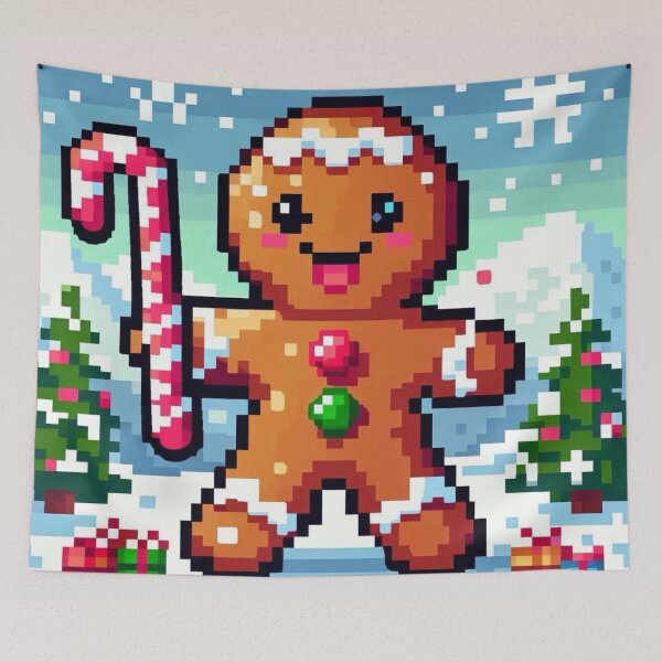 Item preview, Funny and cute pixelated Christmas gingerbread man, Holiday theme, festive cookie designed and sold by Sugar Wisdom .