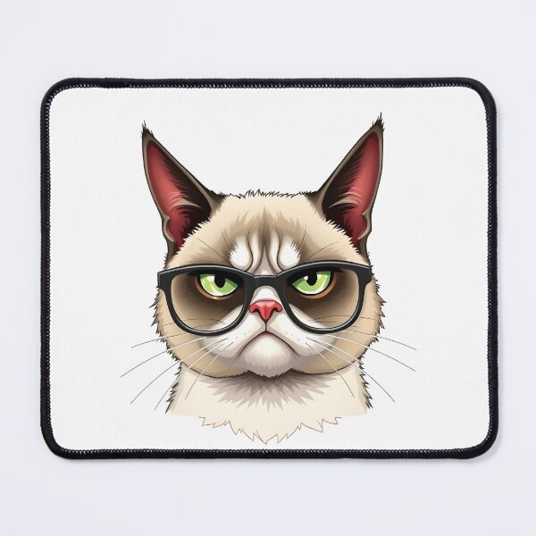 Item preview, Cartoon grumpy cat with glasses designed and sold by naatala.