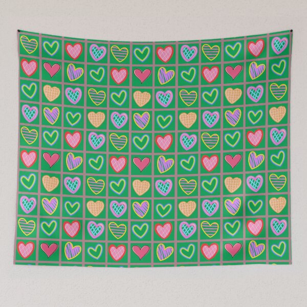 Item preview, Hearty Happiness: A harmonious pattern featuring 12 unique hearts, each with its own style and character, arranged in a pleasing composition.. designed and sold by Grang Art Artistic Designs.