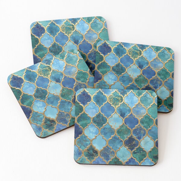 Item preview, Blue Jade Maroccan Mosaic Gilt Pattern designed and sold by GrinGalore.