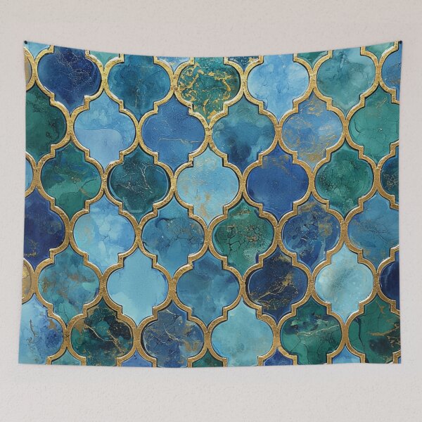 Item preview, Blue Jade Maroccan Mosaic Gilt Pattern designed and sold by GrinGalore.