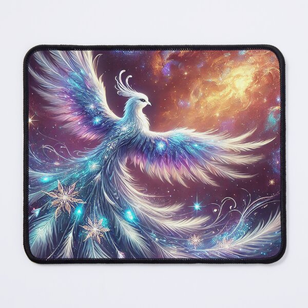 Item preview, Cosmic Phoenix with Radiant Crystalline Feathers designed and sold by RealmBeastsAI.
