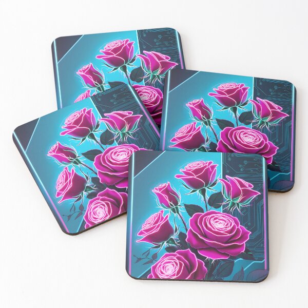 Item preview, Neon Roses in Futuristic Glow – Cyberpunk Art designed and sold by MystiqSlav.