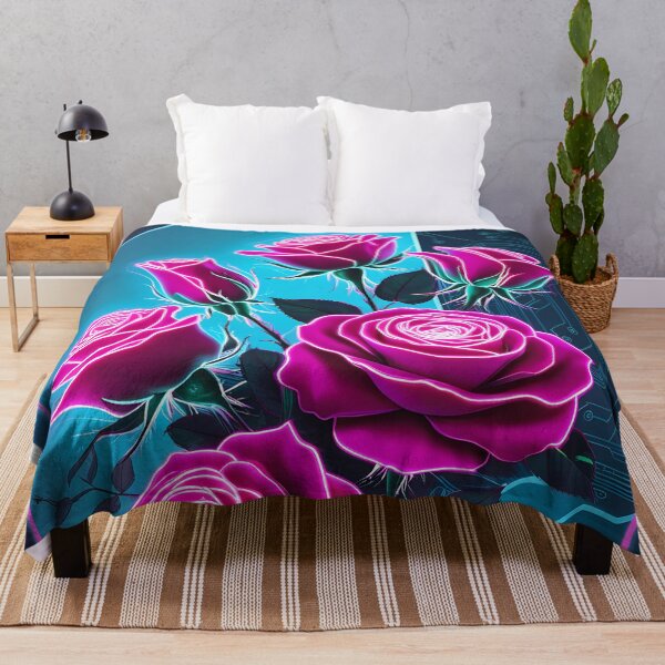 Item preview, Neon Roses in Futuristic Glow – Cyberpunk Art designed and sold by MystiqSlav.