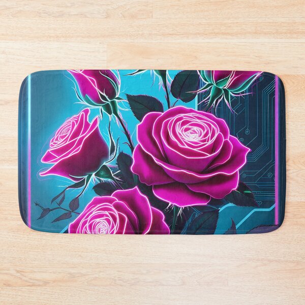 Item preview, Neon Roses in Futuristic Glow – Cyberpunk Art designed and sold by MystiqSlav.