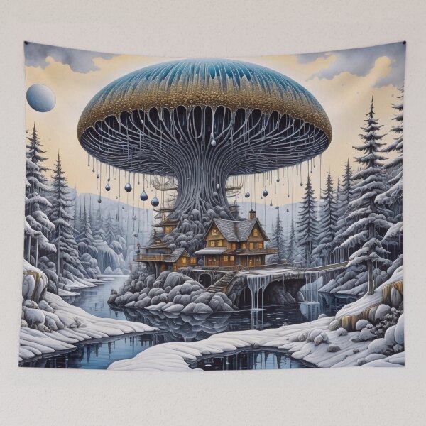 Item preview, Snowy Mushroom Village designed and sold by m-y-A-I-A-R-T-.
