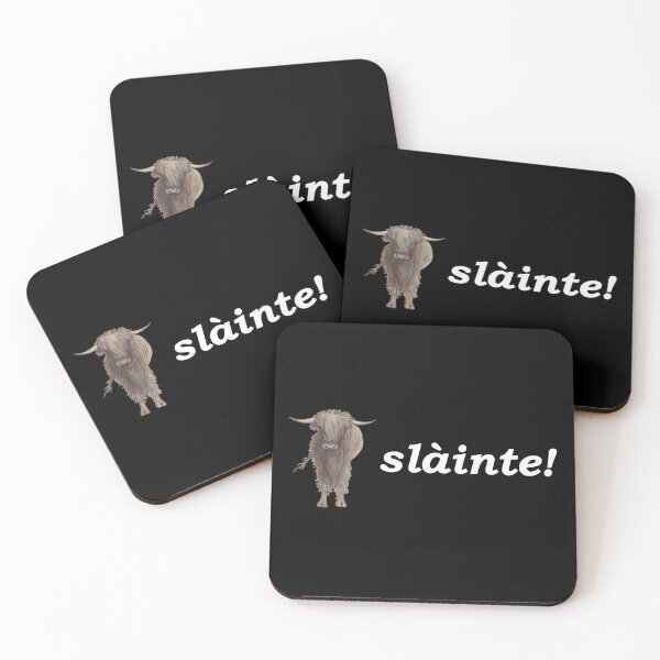 Item preview, cheers | slàinte (Scottish Gaelic translation) with Highland cow designed and sold by Mamaidh Made.