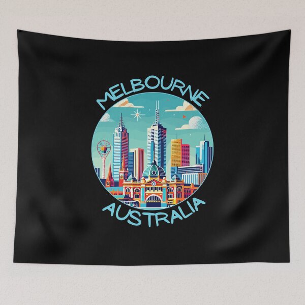 Item preview, Melbourne in Victoria Australia Retro Art Travel Landscape designed and sold by MaateoDesign.