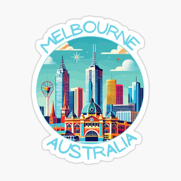 Item preview, Melbourne in Victoria Australia Retro Art Travel Landscape designed and sold by MaateoDesign.